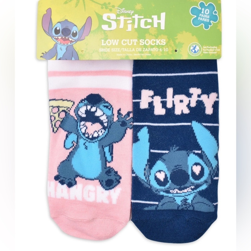 Disney Stitch Women’s STITCH MOODS Low Cut Socks, 10-Pack
